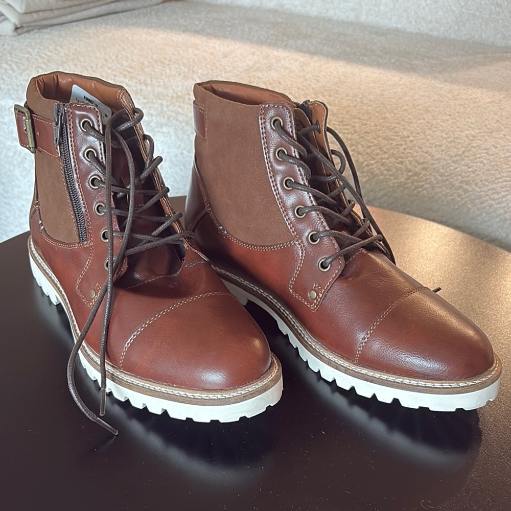 Steve Madden Brown Leather Boots with Side Zipper